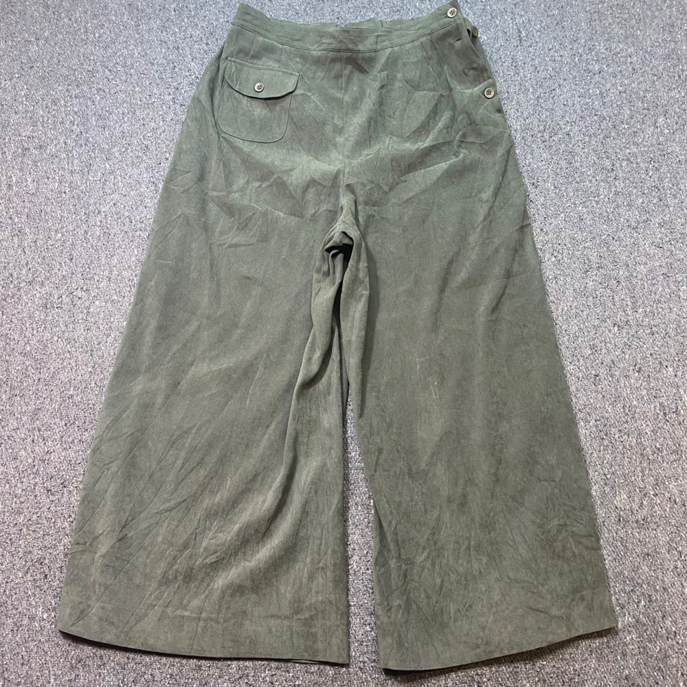 Harve Benard Wide Leg Pants Sz 14 Womens Green Boho Grunge Side Button Trousers